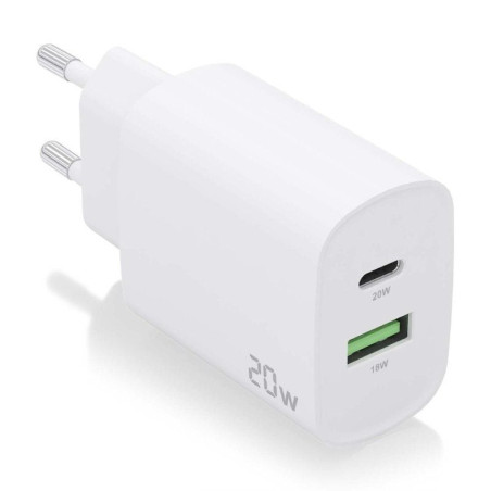 Cargador de pared aisens a110-0754/ 1xusb tipo-c/ 1xusb/ 20w