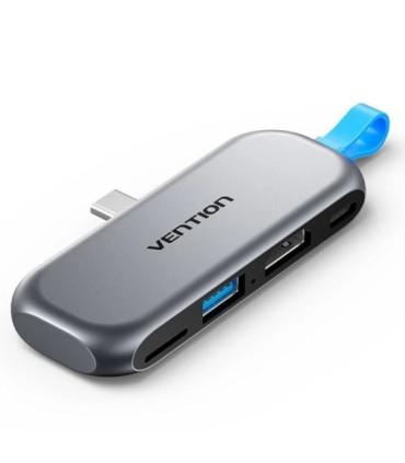 Docking sin cables usb tipo-c vention thyh0/ 1xusb/ 1xhdmi/ 1xusb tipo-c pd/ 1xlector de tarjetas/ gris