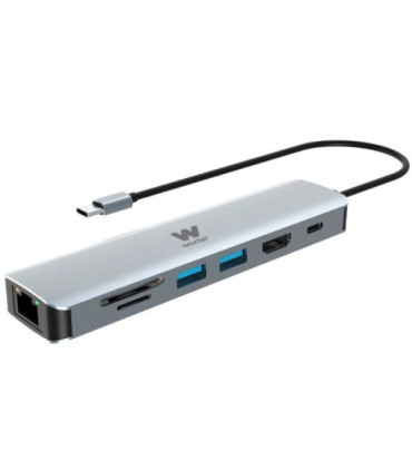 Docking usb tipo-c woxter pe26-181/ 1xhdmi 4k/ 2xusb/ 1xlector de tarjetas/ 1xrj45/ 1xmicrousb/ gris