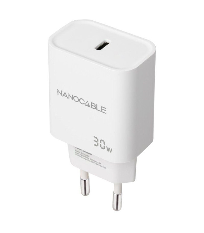 Cargador de pared nanocable 10.10.2009/ 1xusb tipo-c/ 30w/ blanco