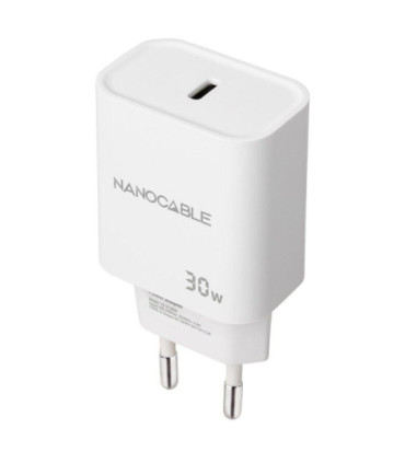 Cargador de pared nanocable 10.10.2009/ 1xusb tipo-c/ 30w/ blanco