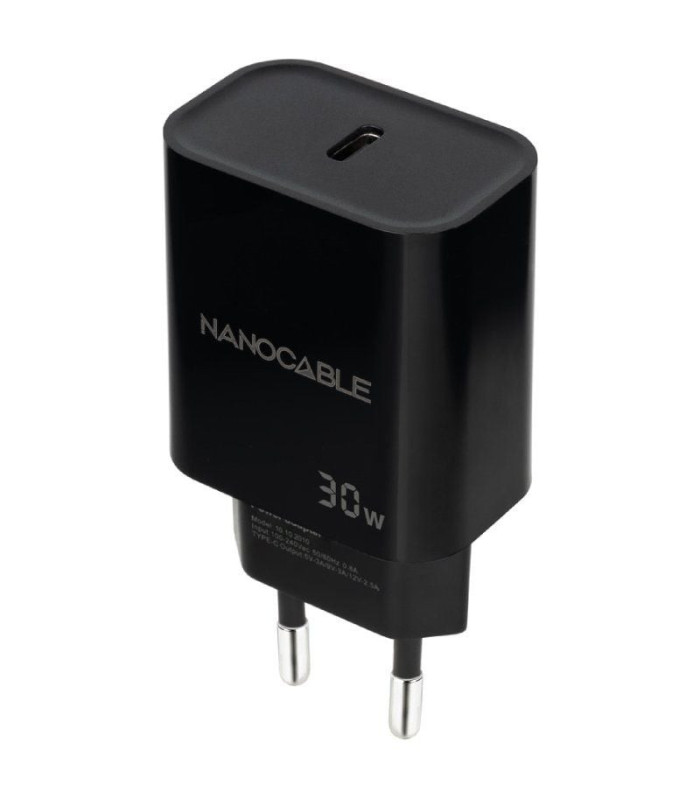 Cargador de pared nanocable 10.10.2010/ 1xusb tipo-c/ 30w/ negro