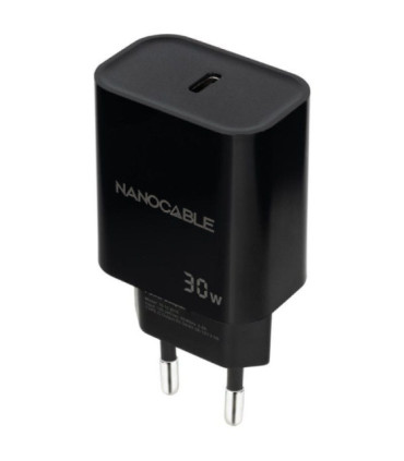 Cargador de pared nanocable 10.10.2010/ 1xusb tipo-c/ 30w/ negro