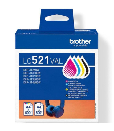 Cartucho de tinta original brother lc-521val multipack/ cian/ magenta/ amarillo/ negro