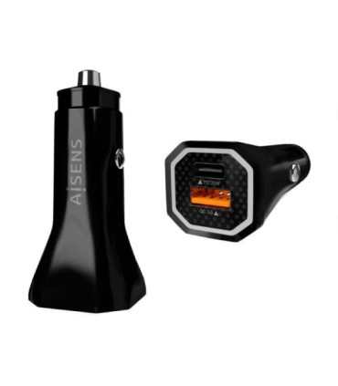 Cargador de coche aisens asch-car2pqc-bk/ 1xusb-tipo c/ 1xusb/ 38w