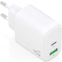 Cargador de pared gan aisens a110-0971/ 1xusb tipo-c/ 1xusb/ 45w/ blanco