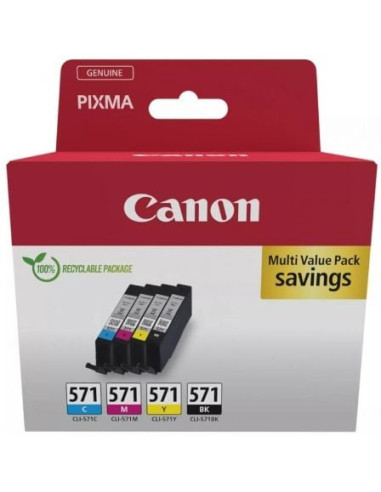 Cartucho de tinta original canon cli-571 multipack/ cian/ magenta/ amarillo/ negro