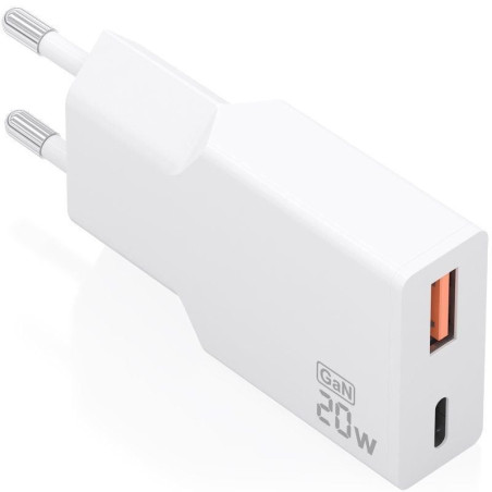 Cargador de pared gan aisens a110-0998/ 1xusb tipo-c/ 1xusb/ 20w/ blanco