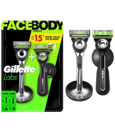 Pack de 2 cuchillas de afeitar gillette gillettelabs facebody + intimate