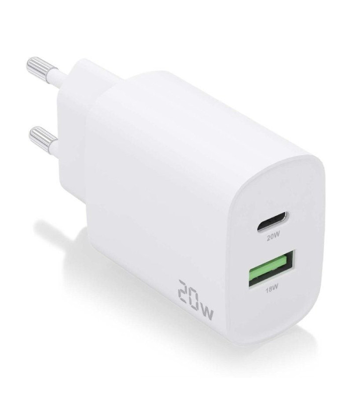 Cargador de pared aisens a110-0754/ 1xusb tipo-c/ 1xusb/ 20w