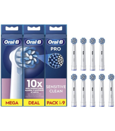 Cabezal de recambio braun para cepillo braun oral-b sensitive clean/ pack 9 uds