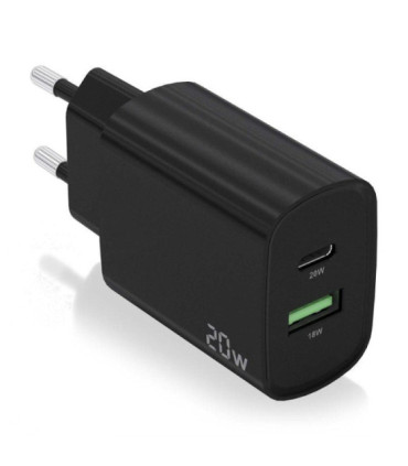 Cargador de pared aisens a110-0755/ 1xusb tipo-c/ 1xusb/ 20w