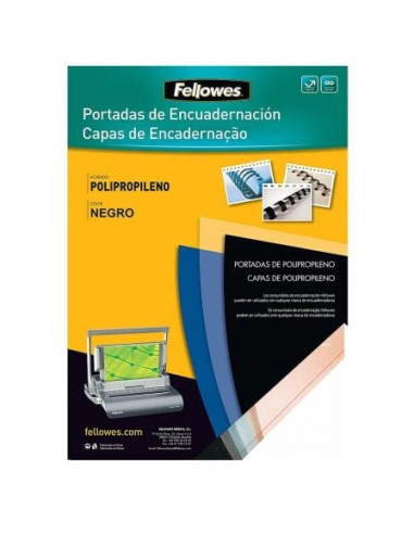 Portadas de polipropileno fellowes 54772/ a4/ 500 micras/ 100 unidades/ negras