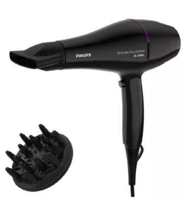Secador philips drycare pro bhd274/ 2200w/ negro y violeta