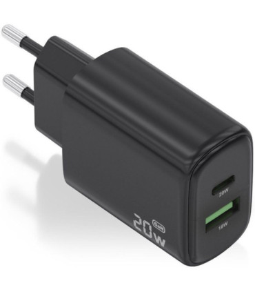 Cargador de pared gan aisens a110-0910/ 1xusb tipo-c/ 1xusb/ 20w/ negro