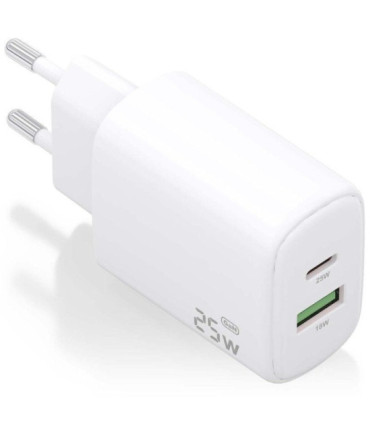 Cargador de pared gan aisens a110-0911/ 1xusb tipo-c/ 1xusb/ 25w/ blanco