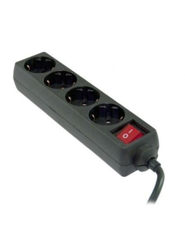 Regleta con interruptor 3go reg4/ 4 tomas de corriente/ cable 1.7m/ negra