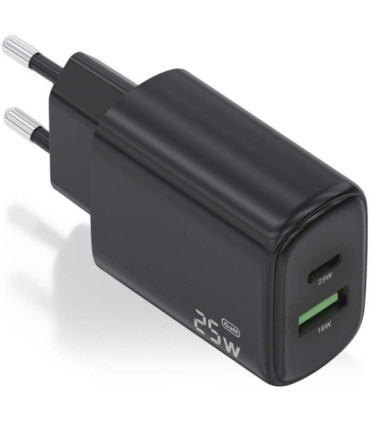 Cargador de pared gan aisens a110-0912/ 1xusb tipo-c/ 1xusb/ 25w/ negro