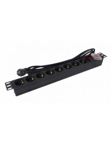 Regleta con interruptor phasak bns 1520/ 8 tomas de corriente/ cable 3m/ negro