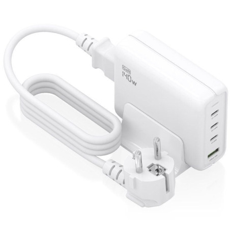Cargador sobremesa gan aisens asch-140w4p055-w/ 3xusb tipo-c/ 1xusb/ 140w