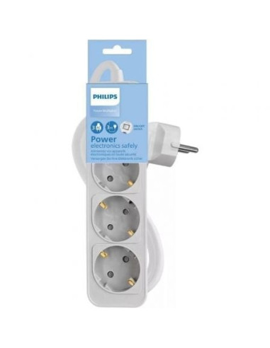 Regleta con interruptor philips chp2134w/10/ 3 tomas de corriente/ cable 1.5m/ blanco