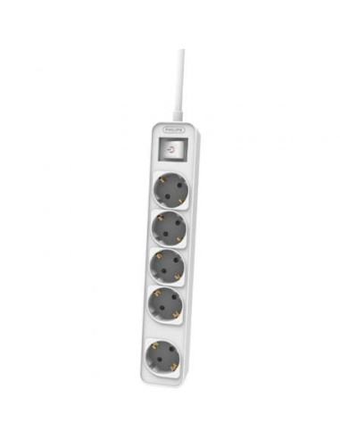 Regleta con interruptor philips chp2154w/10/ 5 tomas de corriente/ cable 1.5m/ blanco