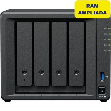 Nas synology diskstation ds925+/ 4 bahías 3.5'- 2.5'/ 32gb ddr4/ formato torre