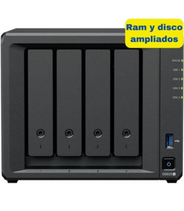 Nas synology diskstation ds925+/ 4 bahías 3.5'- 2.5'/ 8gb ddr4/ 16tb/ formato torre