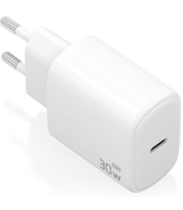 Cargador de pared gan aisens a110-0975/ 1xusb tipo-c/ 30w/ blanco