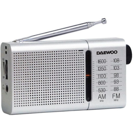 Radio portátil daewoo dw1037/ a pilas/ plateada