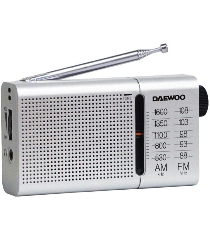 Radio portátil daewoo dw1037/ a pilas/ plateada