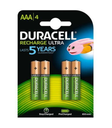 Pack de 4 pilas aaa duracell hr03-a/ 1.2v/ recargables