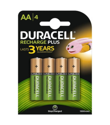 Pack de 4 pilas aa duracell hr6-b/ 1.2v/ recargables