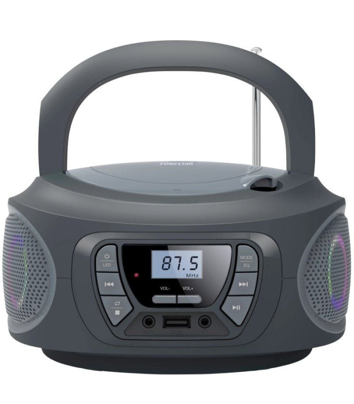 Radio cd fonestar boom-one-g/ 13w/ con cable/ a pilas/ gris