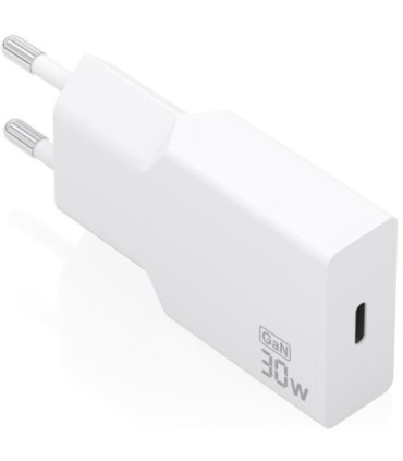 Cargador de pared gan aisens a110-1001/ 1xusb tipo-c/ 30w/ blanco