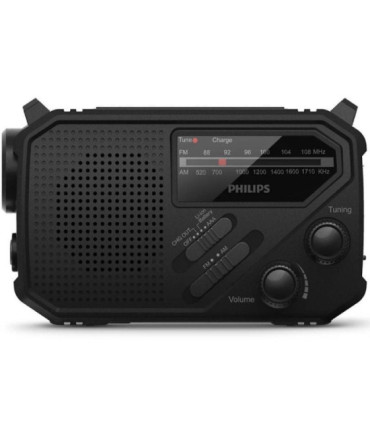 Radio portátil philips tar1609/ a pilas/ con batería/ linterna/ placa solar/ negra