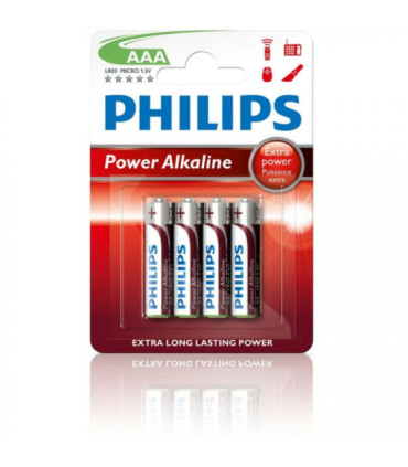 Pack de 4 pilas aaa philips lr03p4b/10/ 1.5v/ alcalinas