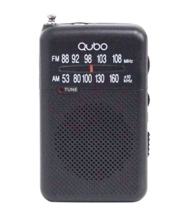 Radio portátil qubo r-s1/ con cable/ a pilas/ negra