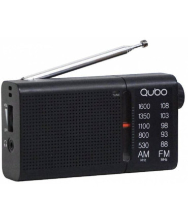 Radio portátil qubo rs-2/ con cable/ a pilas/ negra