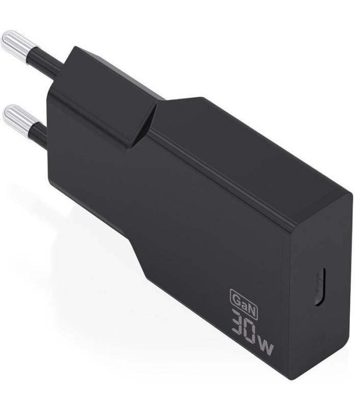 Cargador de pared gan aisens a110-1004/ 1xusb tipo-c/ 30w/ negro