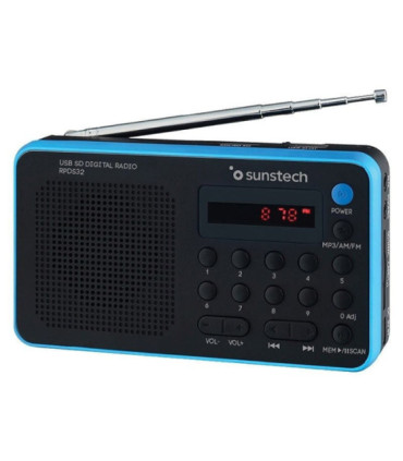 Radio portátil sunstech rpds32bl/ con batería/ negra y azul