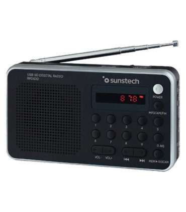 Radio portátil sunstech rpd32sl/ con batería/ negra y plateada