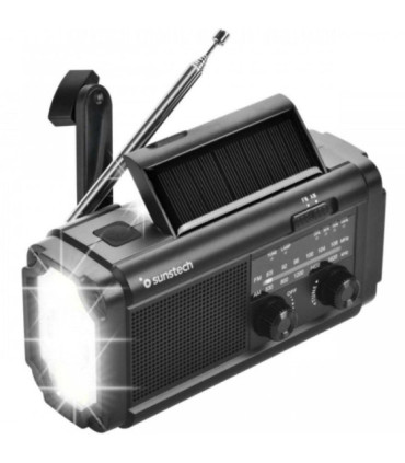 Radio portátil sunstech rpe25/ con batería/ linterna/ negra