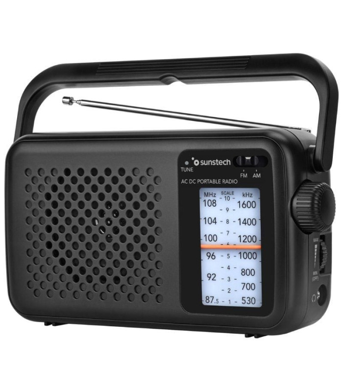 Radio portátil sunstech rps760/ con cable/ a pilas/ negra