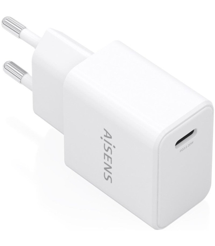 Cargador de pared gan aisens a110-1023/ 1xusb tipo-c/ 20w/ blanco