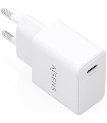 Cargador de pared gan aisens a110-1023/ 1xusb tipo-c/ 20w/ blanco
