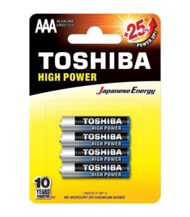 Pack de 4 pilas aaa toshiba high power lr03/ 1.5v/ alcalinas