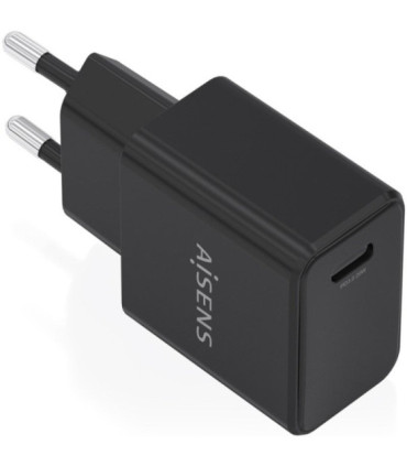 Cargador de pared gan aisens a110-1024/ 1xusb tipo-c/ 20w/ negro