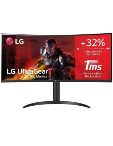 Monitor gaming ultrapanorámico curvo lg ultragear 34wp65cp-b 34'/ wqhd/ 1ms/ 160hz/ va/ multimedia/ negro