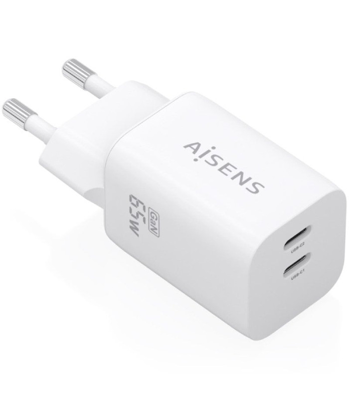 Cargador de pared gan aisens a110-1029/ 2xusb tipo-c/ 65w/ blanco